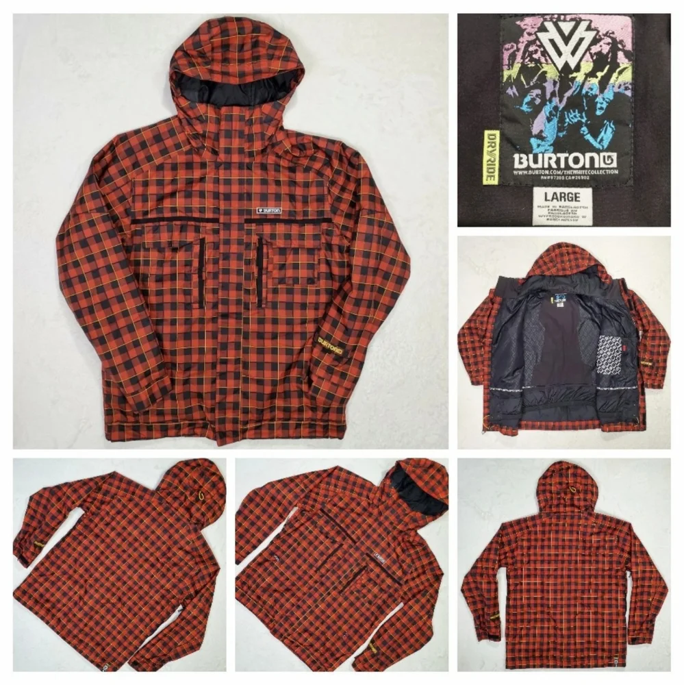 Burton White Collection Bit O Heaven Snowboard Jacket Men's L EUC Plaid - Picture 1 of 12